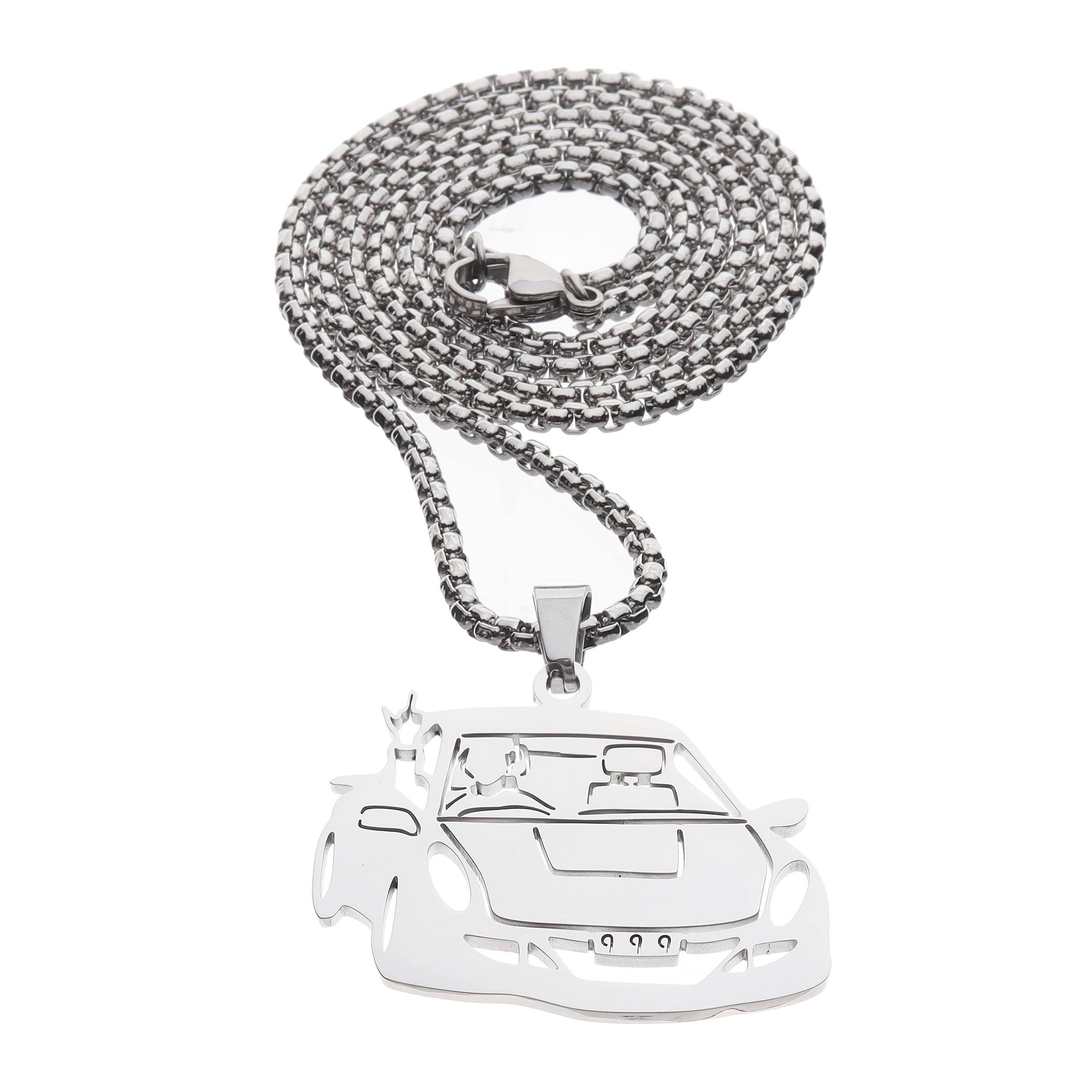 Stainless Steel Juice Car Logo Pendant Necklace